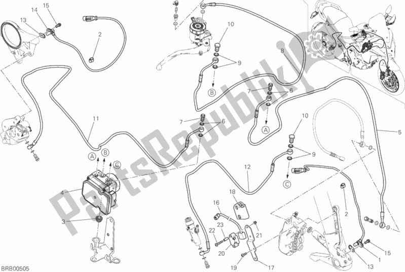 All parts for the Braking System Abs of the Ducati Multistrada 1200 S Touring USA 2017